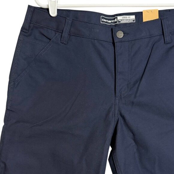 Carhartt Womens Rugged Flex Loose Navy Canvas Work Shorts Size 14 NWT 10" Inseam - Picture 3 of 12